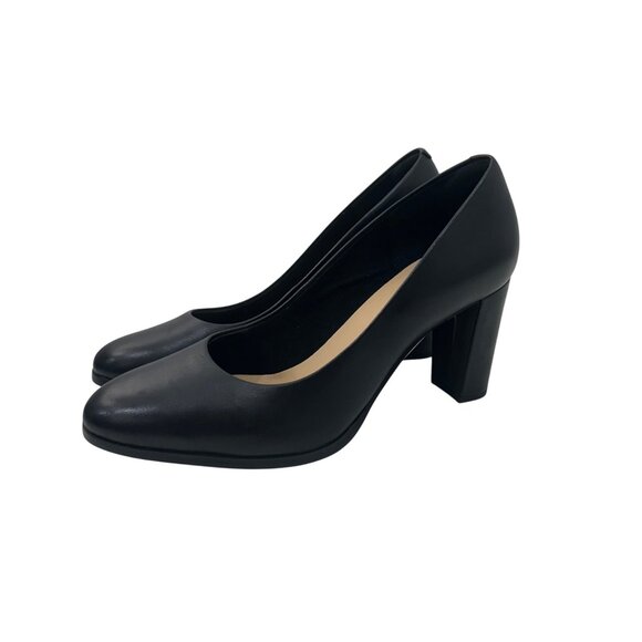 Clarks Womens Kaylin Cara Black Leather Comfortable Block Heel Pumps SZ 9M - Picture 12 of 12
